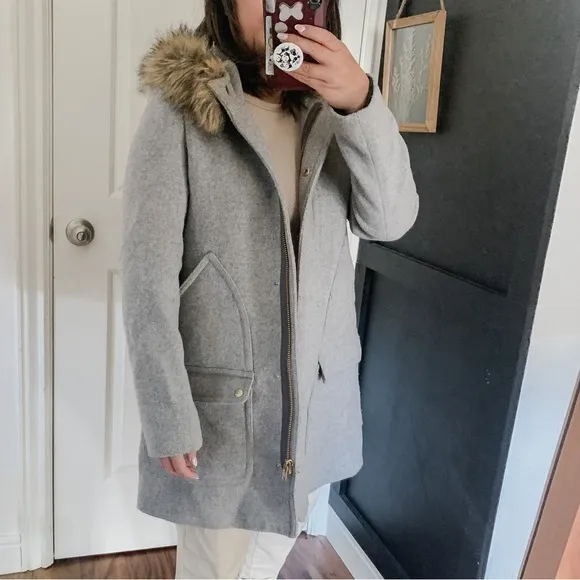 J Crew Factory Chateau Parka Fur Hooded Jacket. Size 2