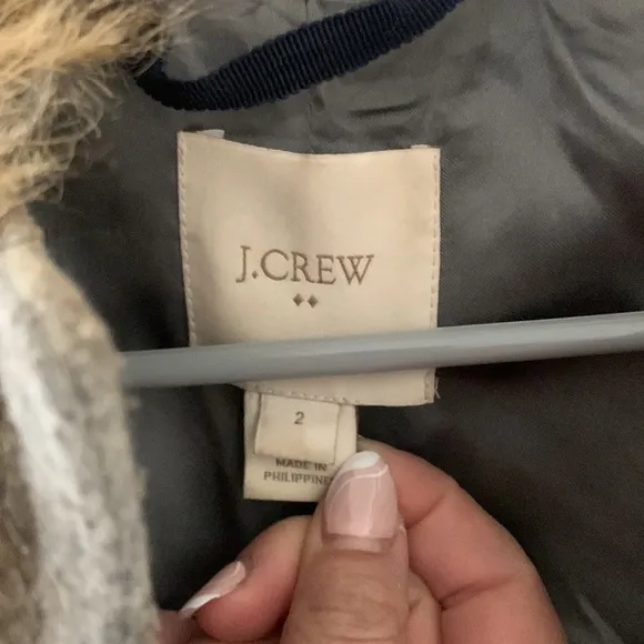 J Crew Factory Chateau Parka Fur Hooded Jacket. Size 2