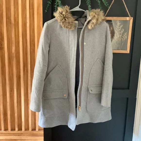 J Crew Factory Chateau Parka Fur Hooded Jacket. Size 2