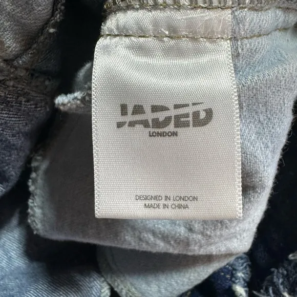 Jaded Jeans London Raw Edge Patchwork Boyfriend Fit Denim Jeans, Size 24