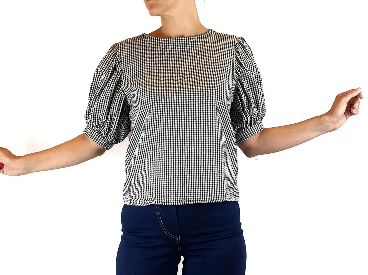 Jericho Road black and white gingham print top size 8