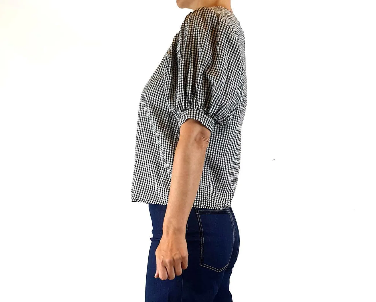 Jericho Road black and white gingham print top size 8