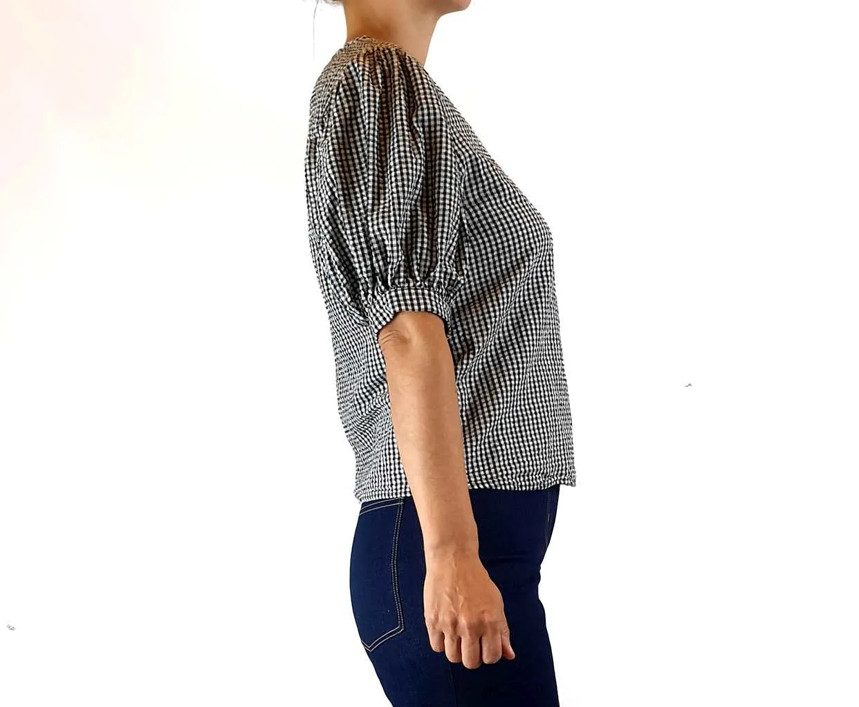 Jericho Road black and white gingham print top size 8