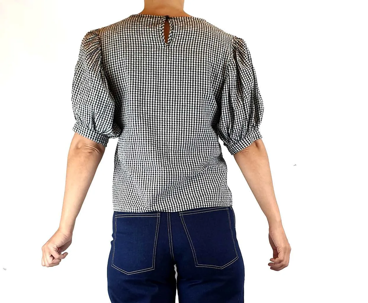 Jericho Road black and white gingham print top size 8