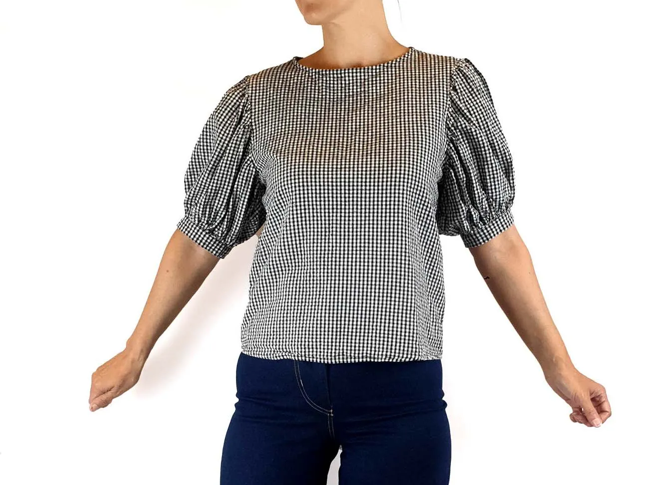 Jericho Road black and white gingham print top size 8