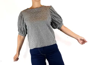 Jericho Road black and white gingham print top size 8