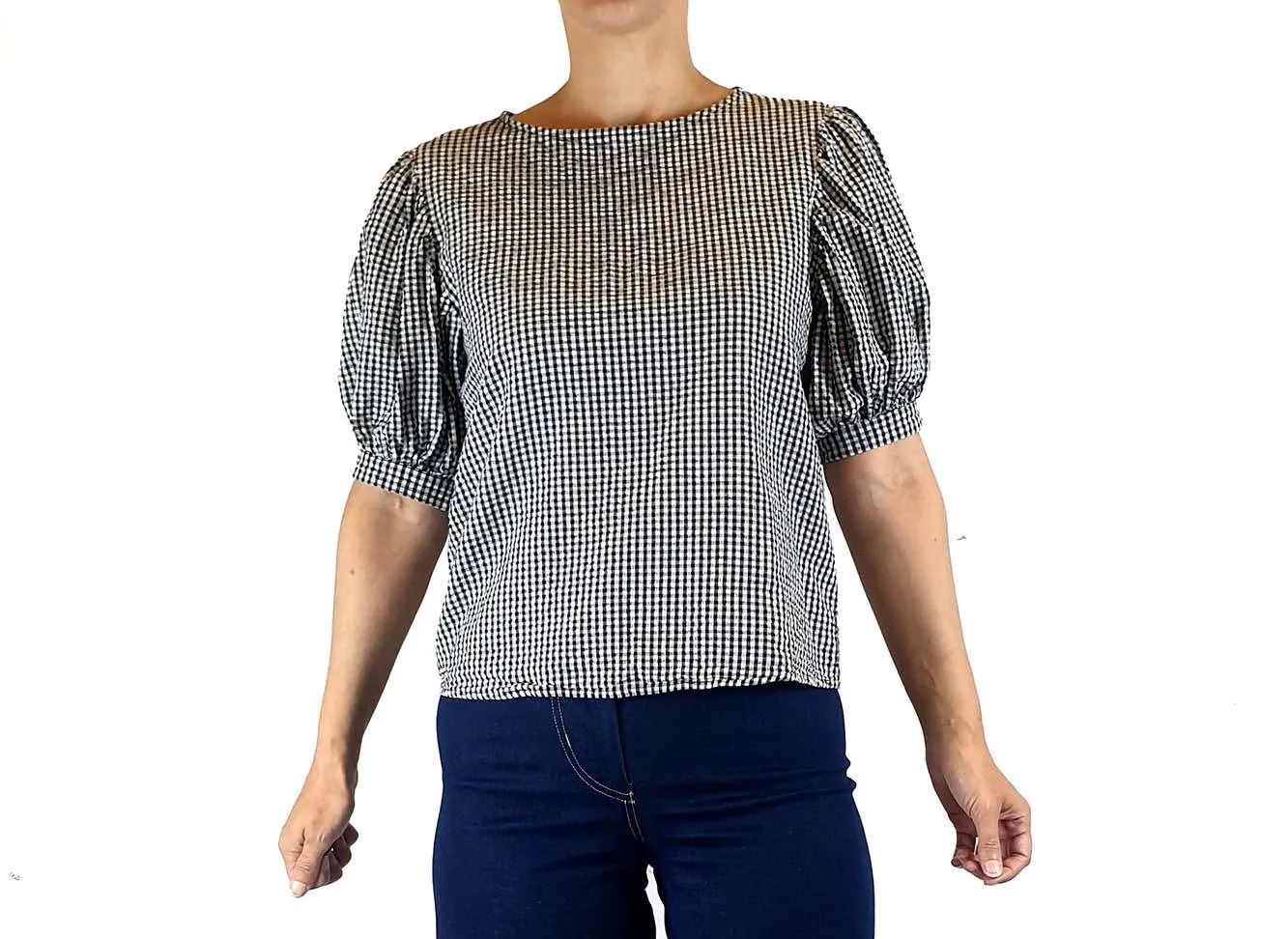 Jericho Road black and white gingham print top size 8