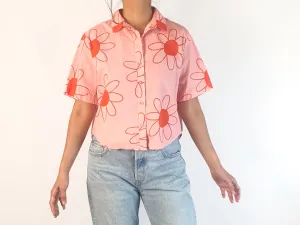 Jericho Road pink flower print shirt size 12, best fits 10