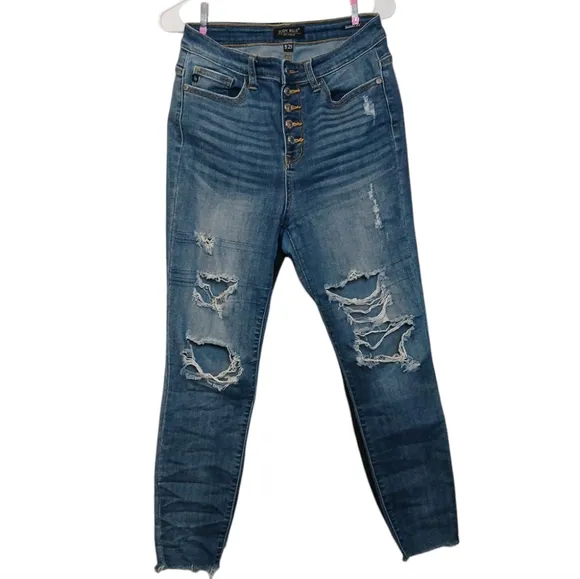 Judy Blue 2/Pair Skinny Fit Button Fly Pants Blue 9/Black 7