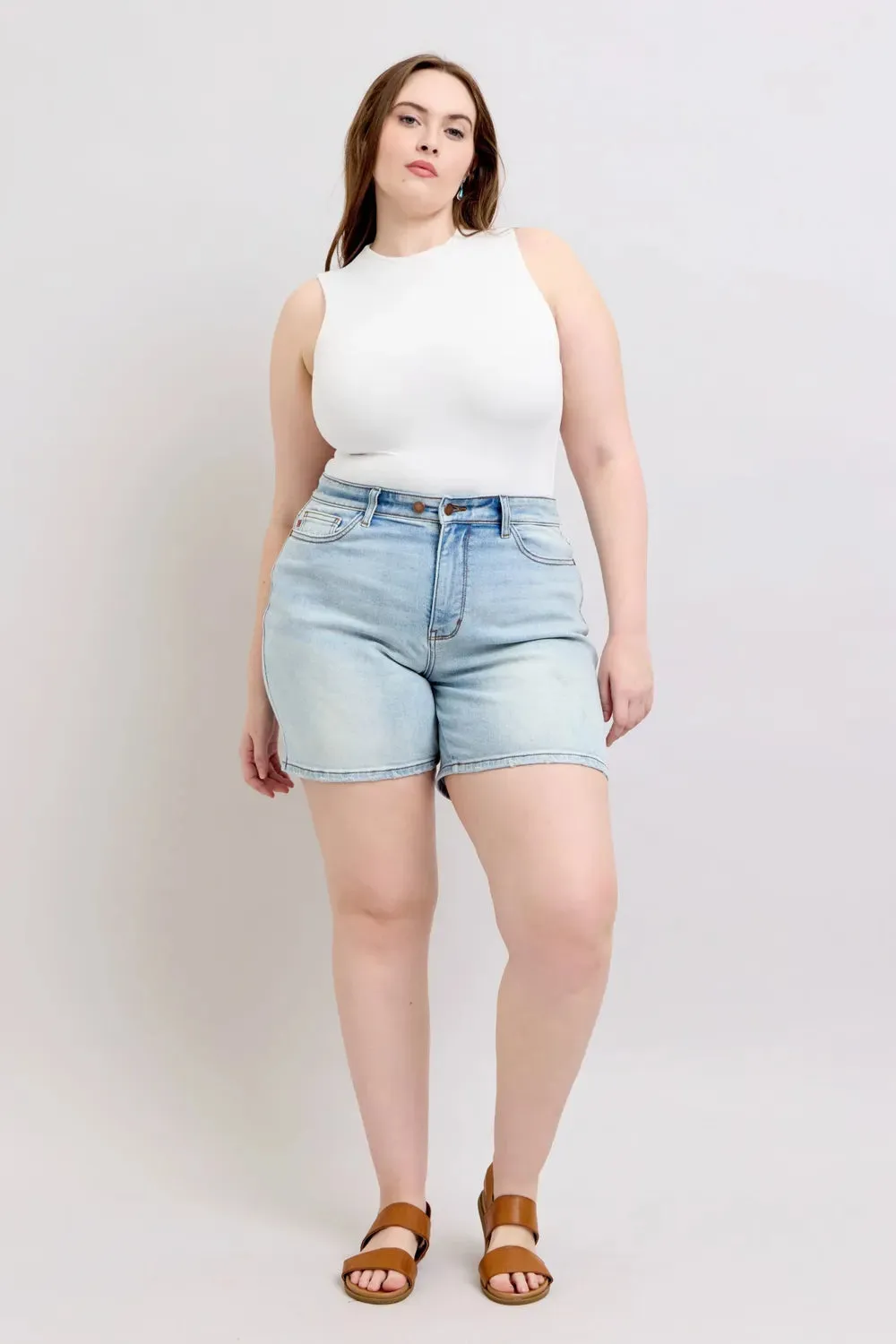 Judy Blue Denim Shorts with Pockets Plus Size