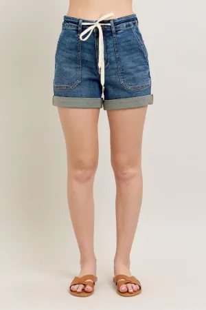 Judy Blue Full Size High Rise Cuff Denim Shorts Plus Size Available
