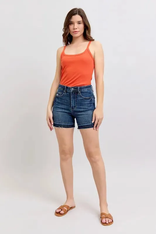 Judy Blue Full Size High Waist Tummy Control Destroy Release Hem Denim Shorts