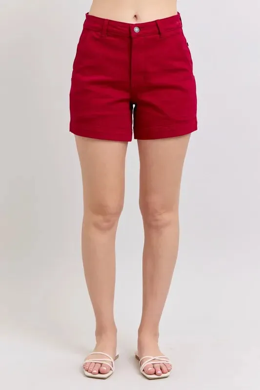 Judy Blue Full Size High Waist Tummy Control Garment Dyed Heart Shaped Denim Shorts Plus Size