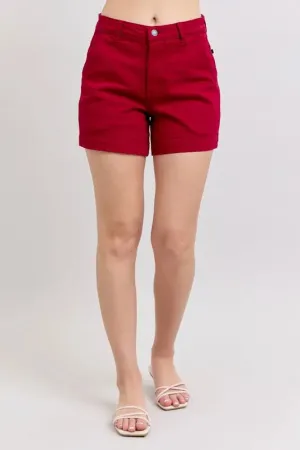 Judy Blue Full Size High Waist Tummy Control Garment Dyed Heart Shaped Denim Shorts Plus Size