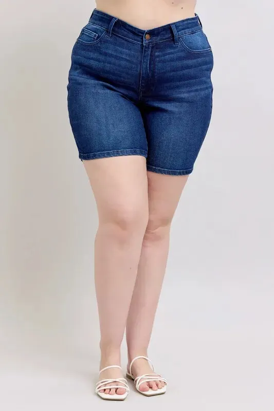 Judy Blue Full Size High Waist V-Front Bermuda Plus Size