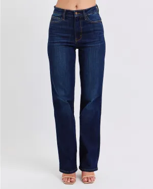 Judy Blue High Waist Classic Straight Dark Leather Pant