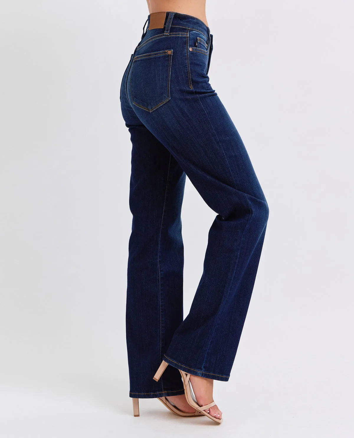 Judy Blue High Waist Classic Straight Dark Leather Pant