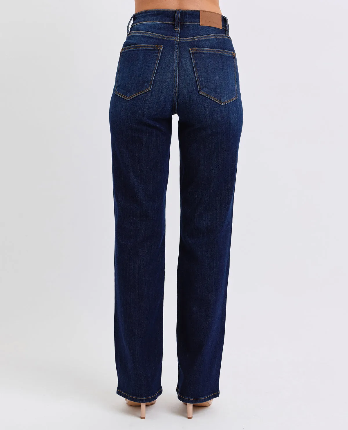 Judy Blue High Waist Classic Straight Dark Leather Pant