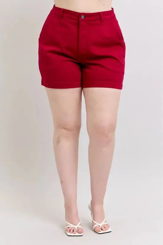 Judy Blue Plus Size High Waist Tummy Control Garment Dyed Heart Shaped Denim Shorts