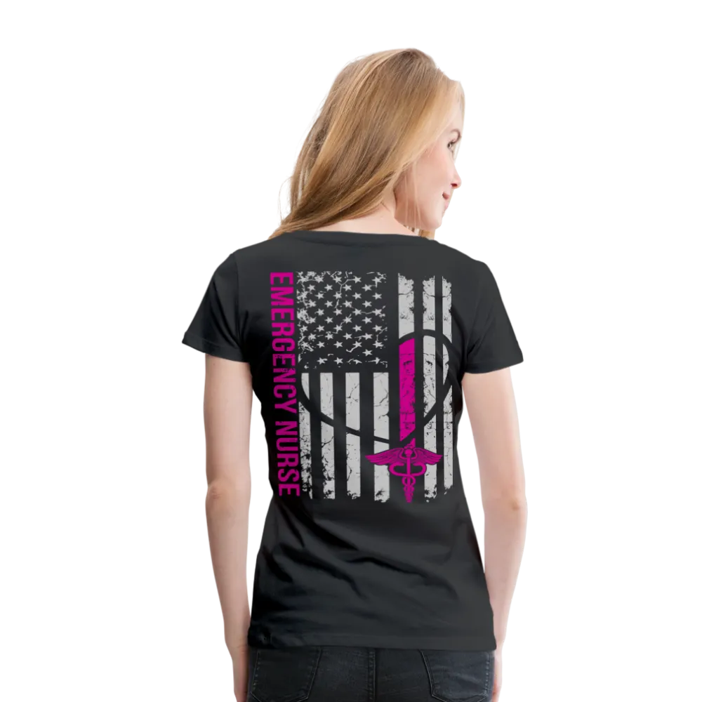 Julie RN ER Nurse Flag Women’s Premium T-Shirt