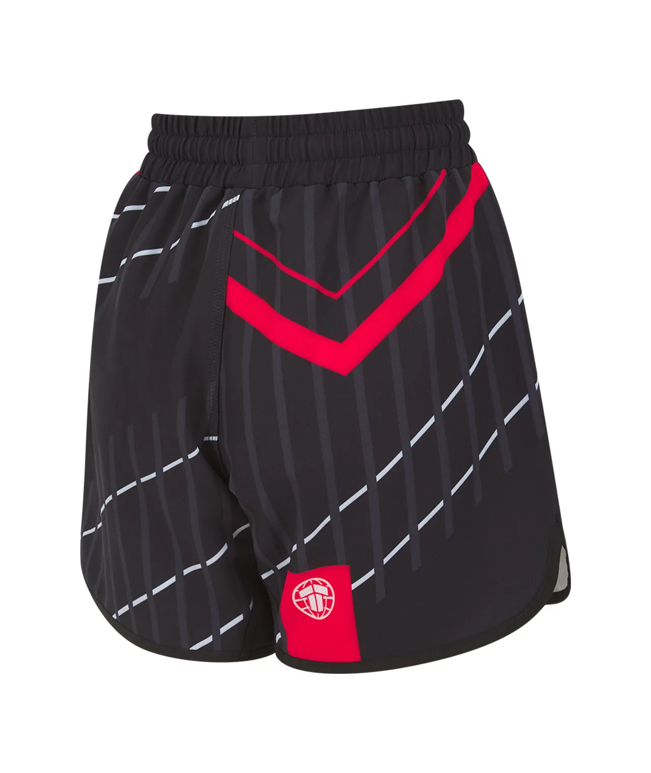 Ladies Abstract High Cut Shorts - Black & Red