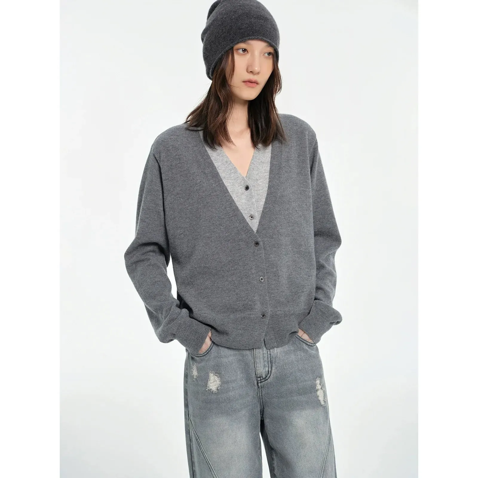 Layered V-Neck Cardigan