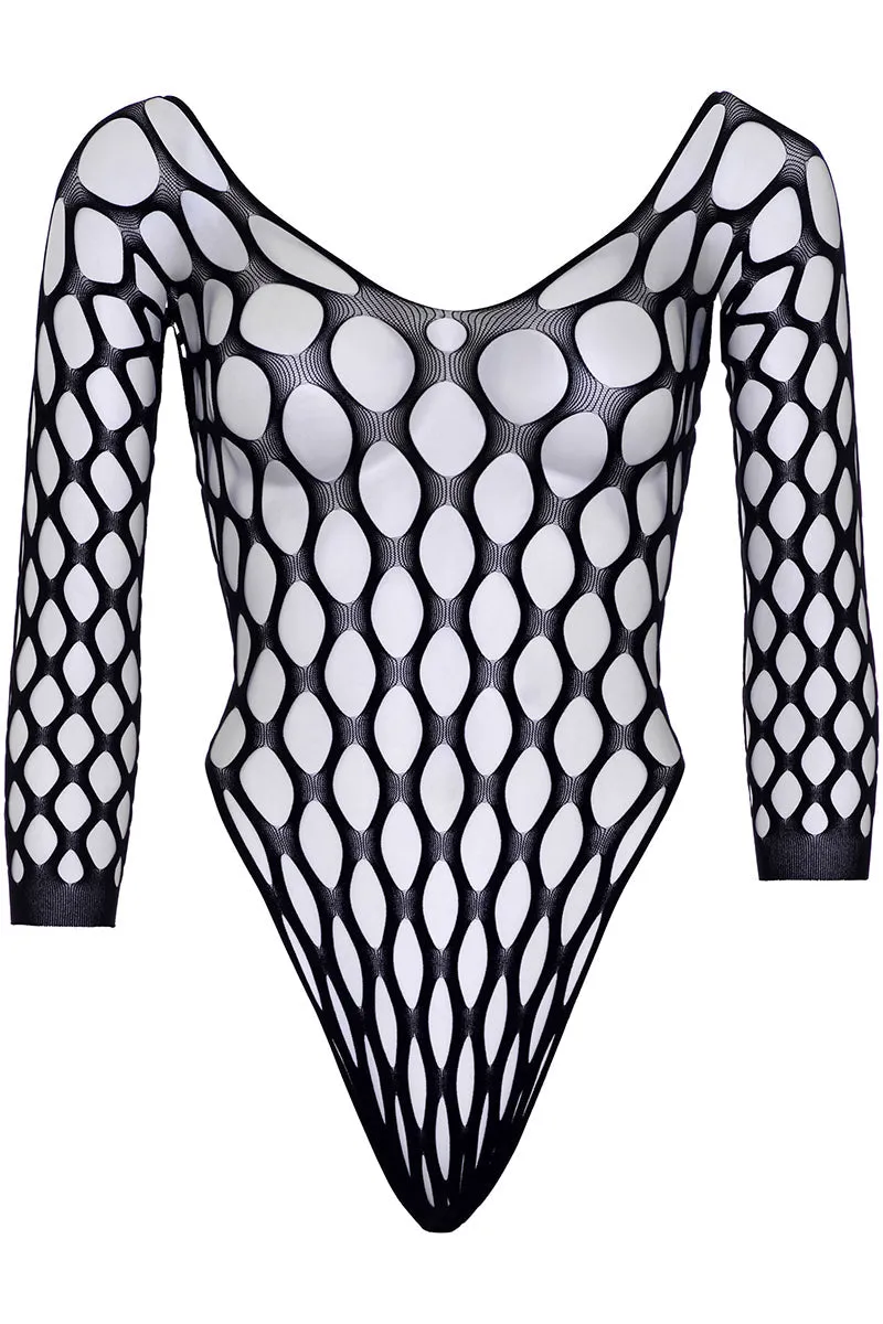 Leg Avenue Pothole Net Sleeve Bodysuit