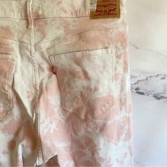 Levi's 721 High Rise Skinny Ankle Pink Tye Dye Raw Hem Jeans Size 18W