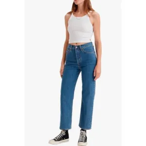 LEVI’S Premium Ribcage Straight High Rise Button Fly Cropped Jeans 27