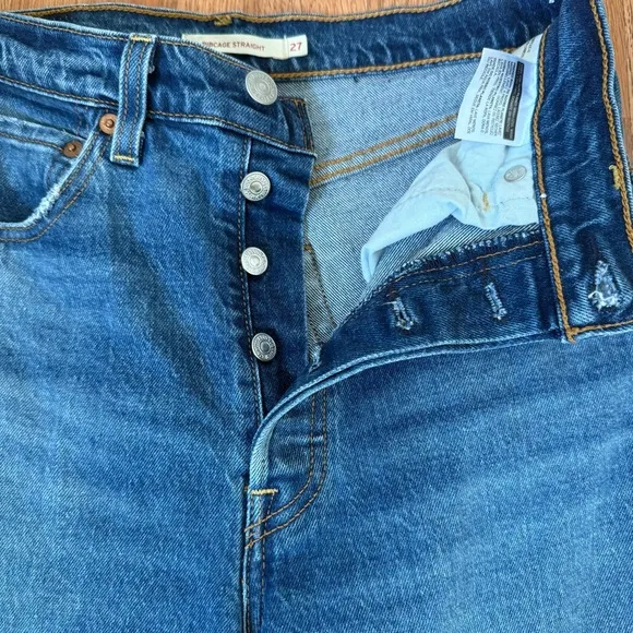 LEVI’S Premium Ribcage Straight High Rise Button Fly Cropped Jeans 27