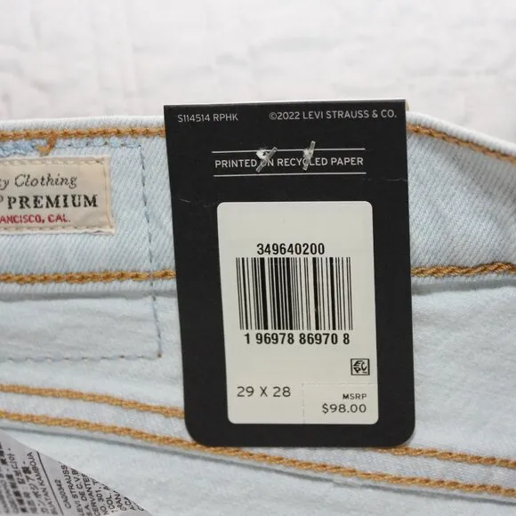 Levi's Womens Premium Wedgie Straight Jeans Size 29x28 Light Wash NWT