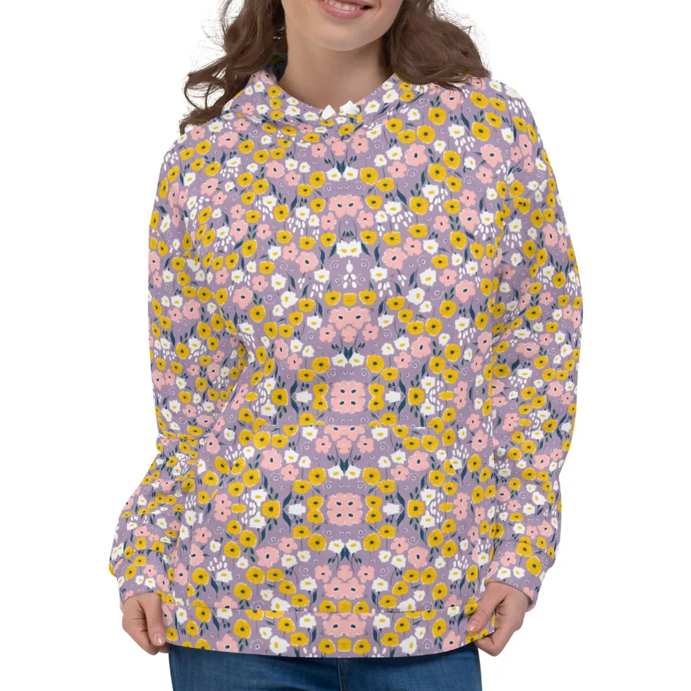 Lilac 90s Floral Eco Hoodie