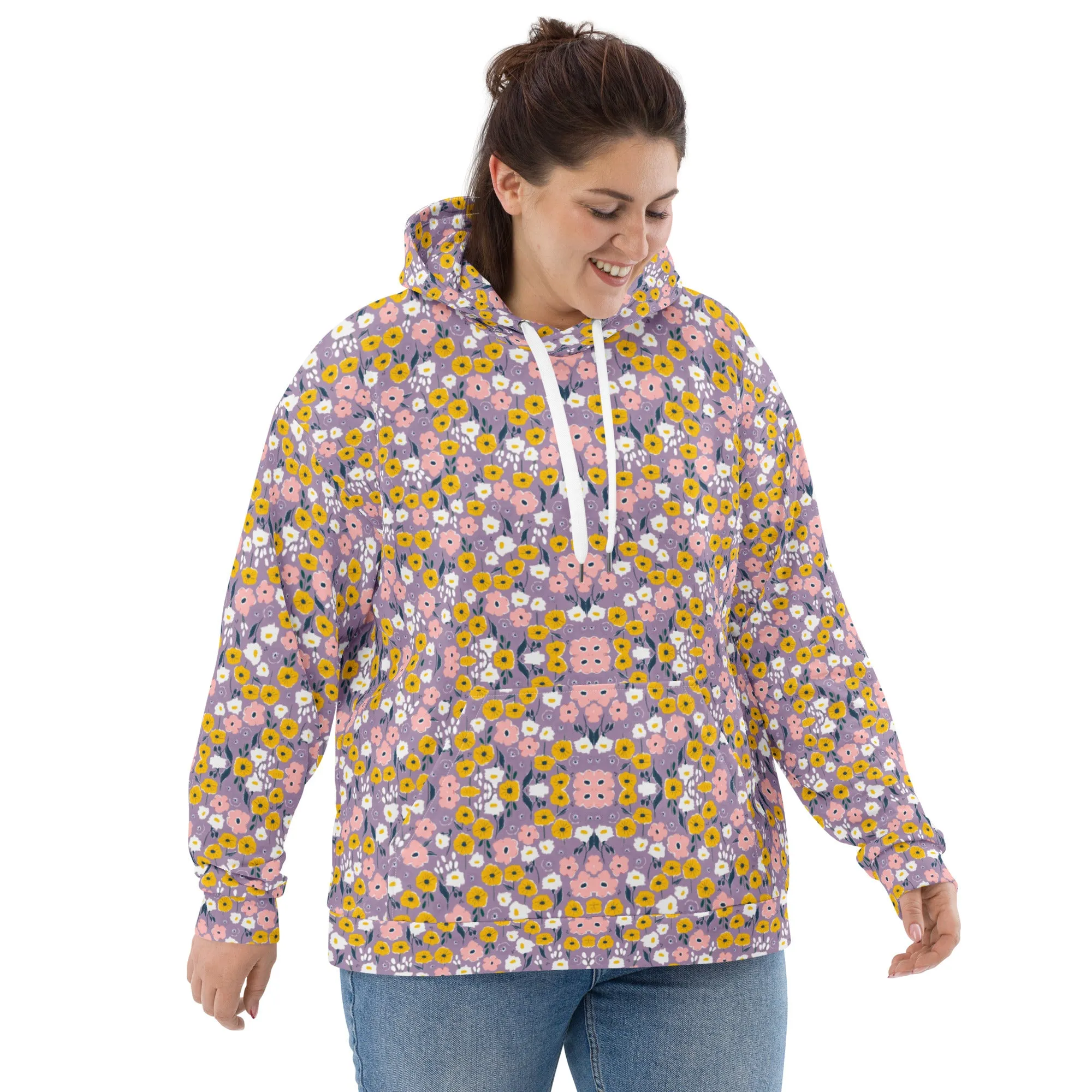 Lilac 90s Floral Eco Hoodie