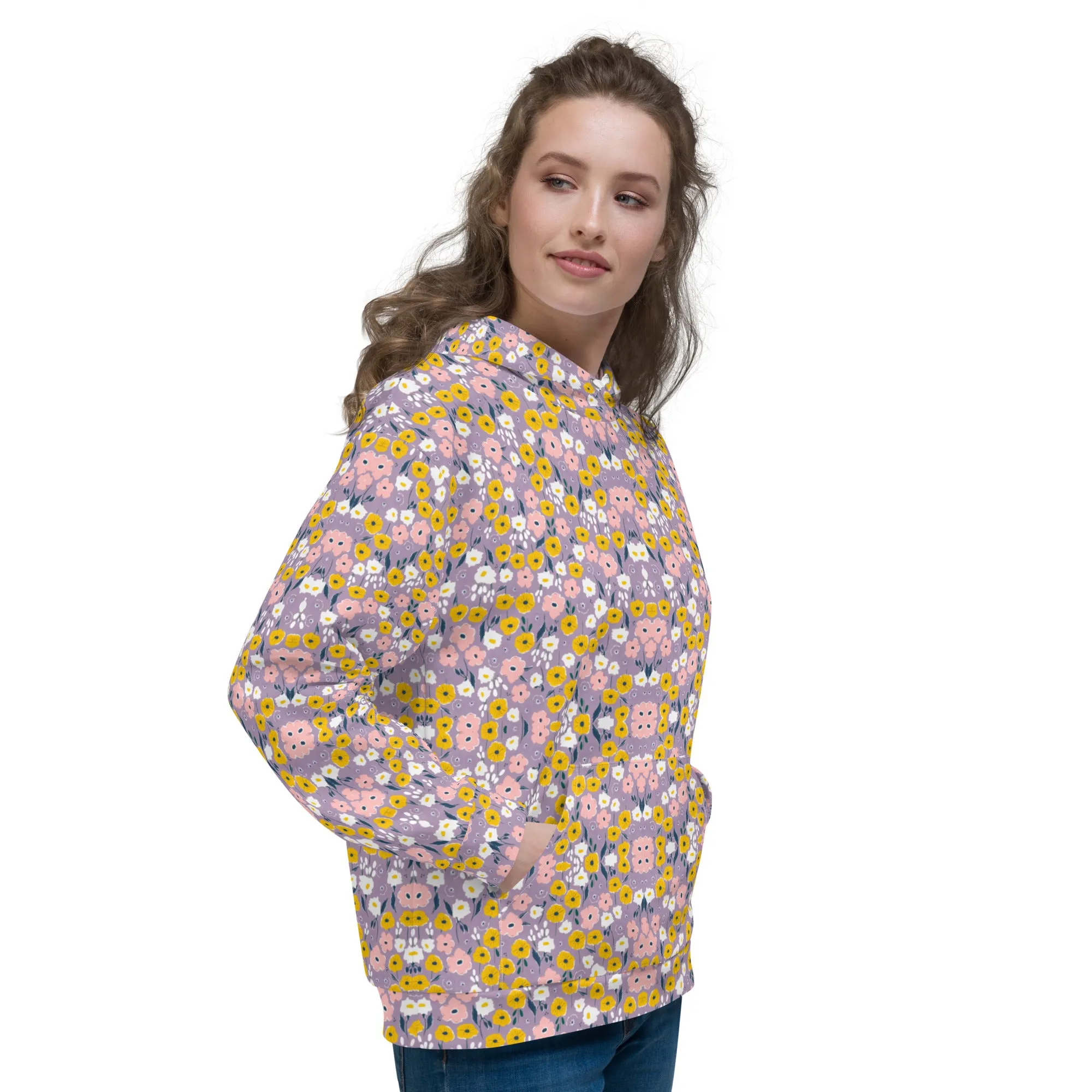 Lilac 90s Floral Eco Hoodie