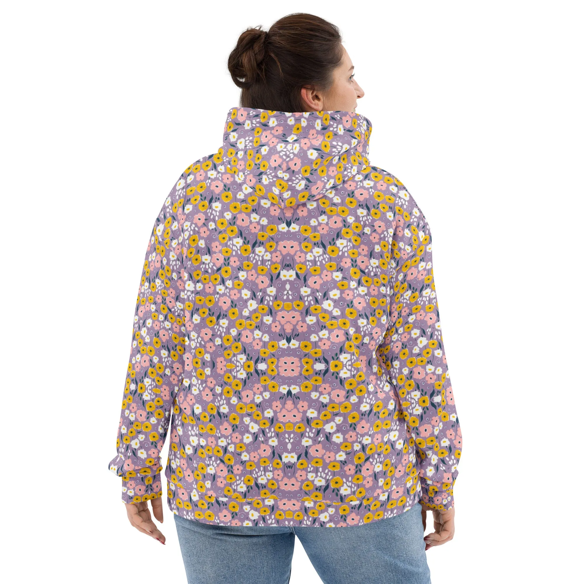 Lilac 90s Floral Eco Hoodie