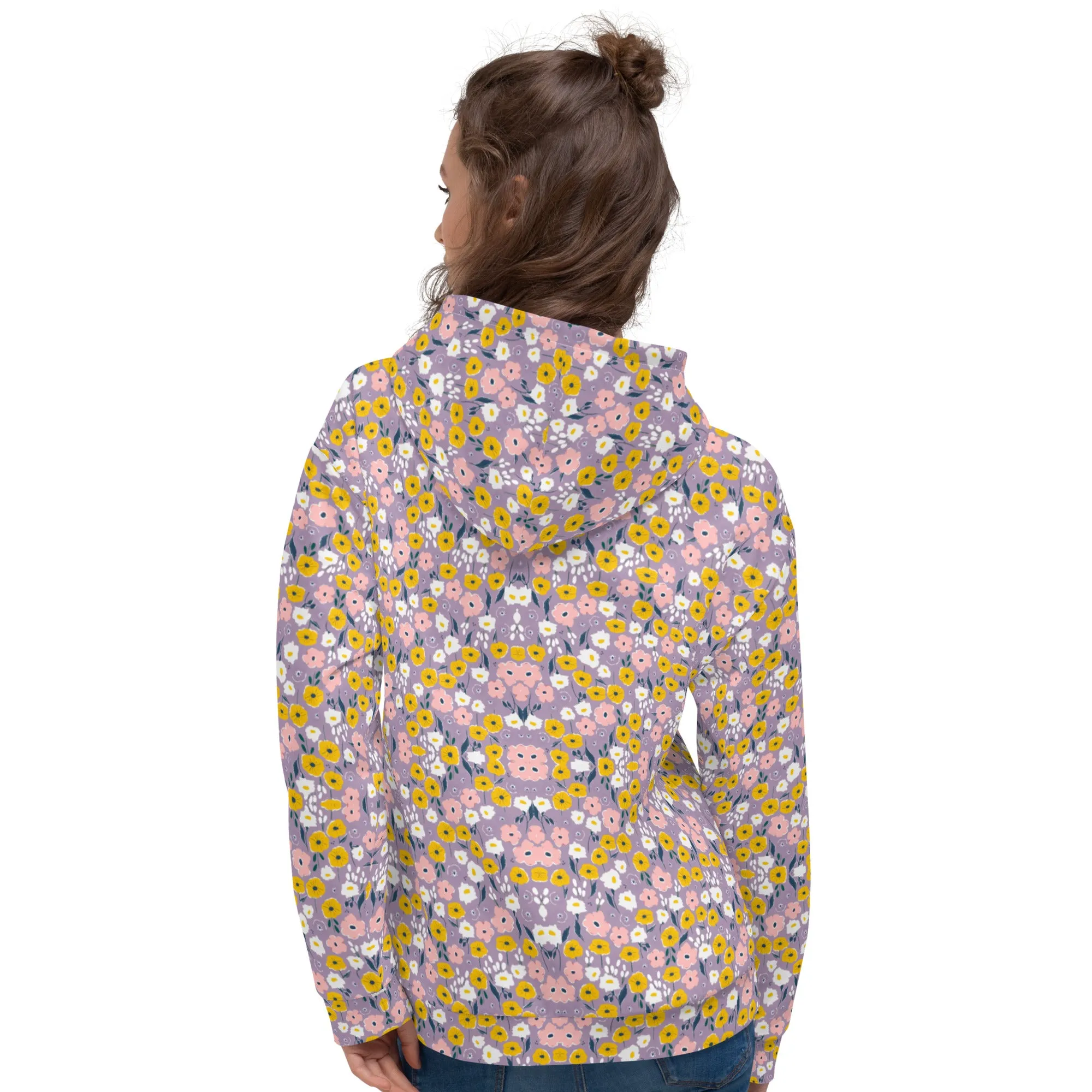 Lilac 90s Floral Eco Hoodie