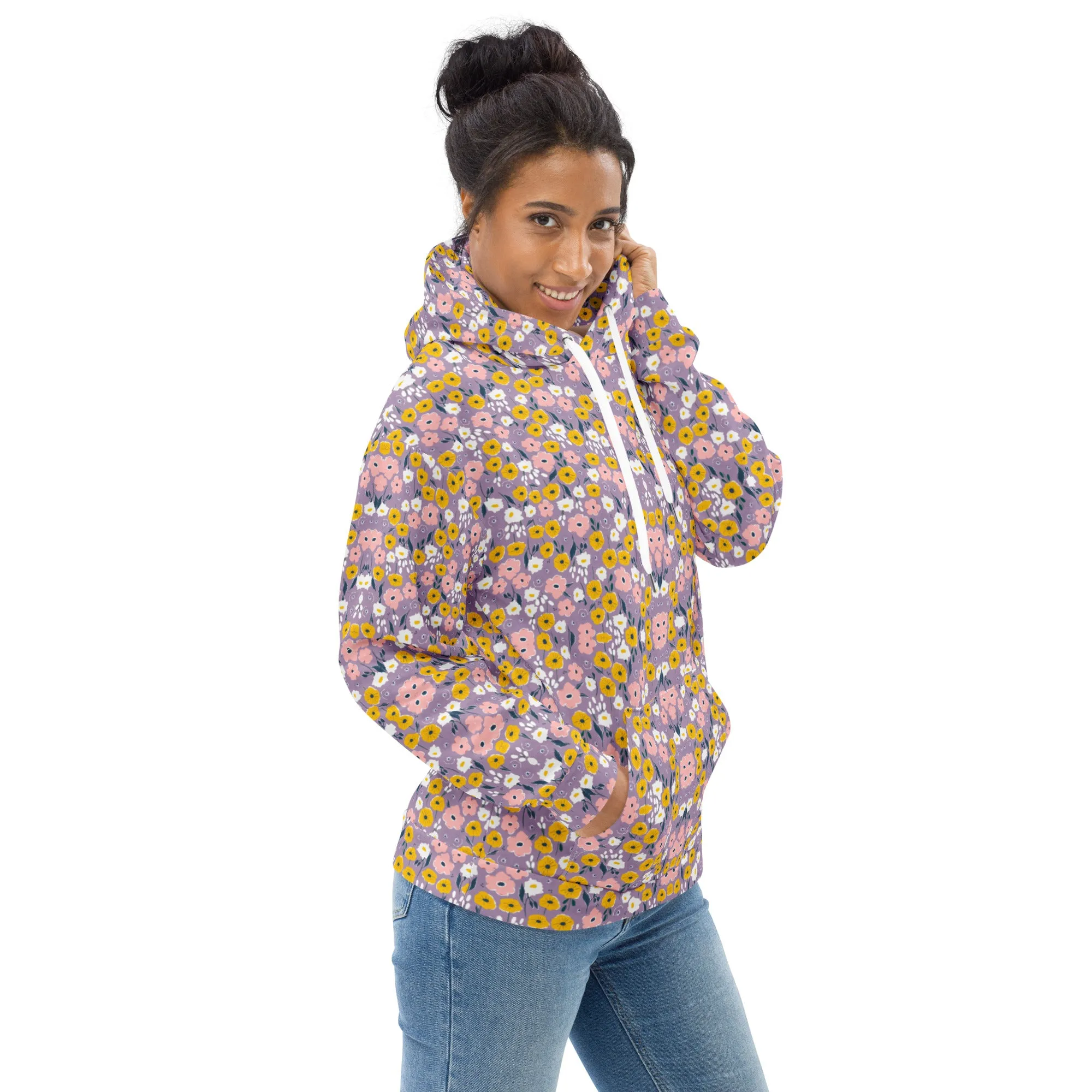 Lilac 90s Floral Eco Hoodie