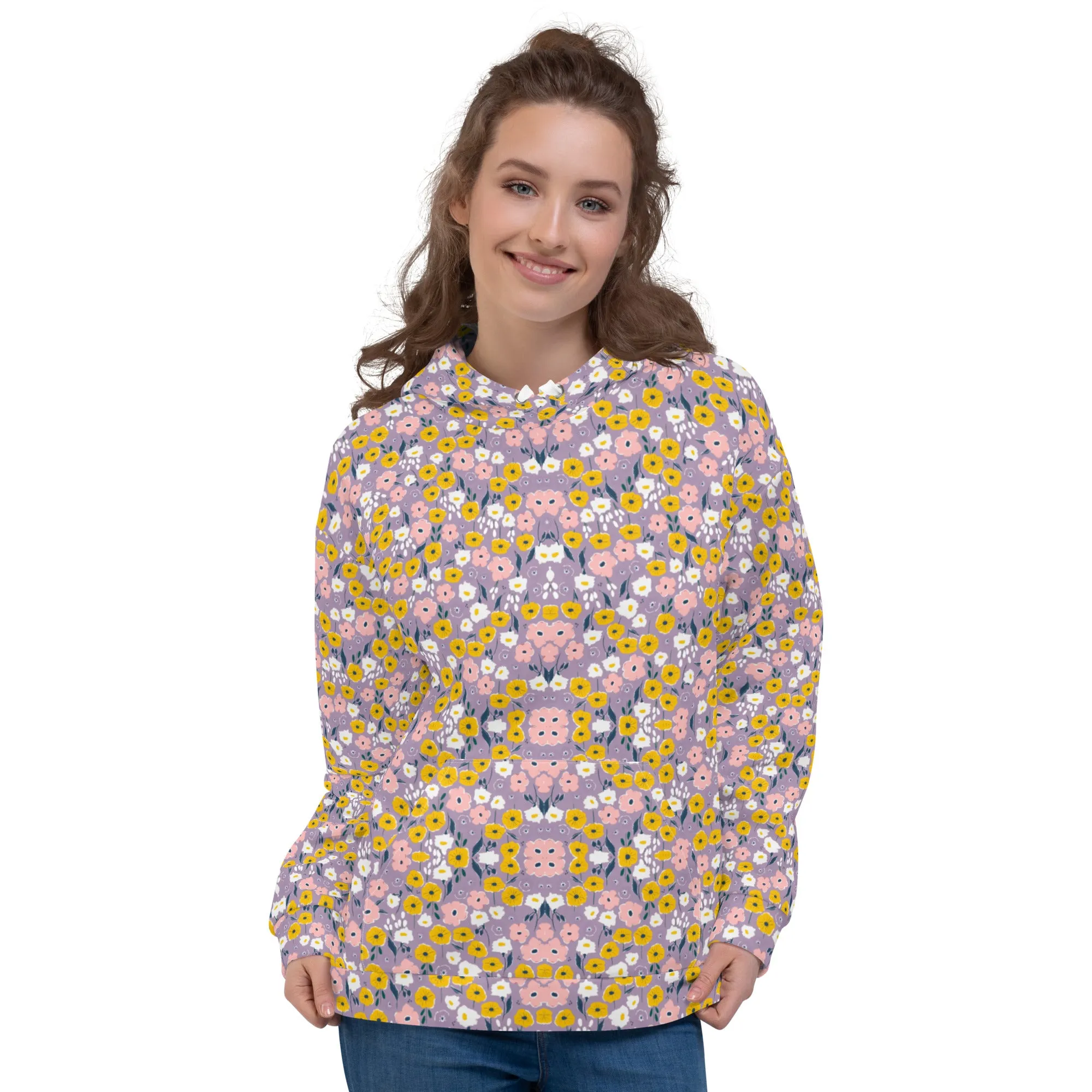 Lilac 90s Floral Eco Hoodie
