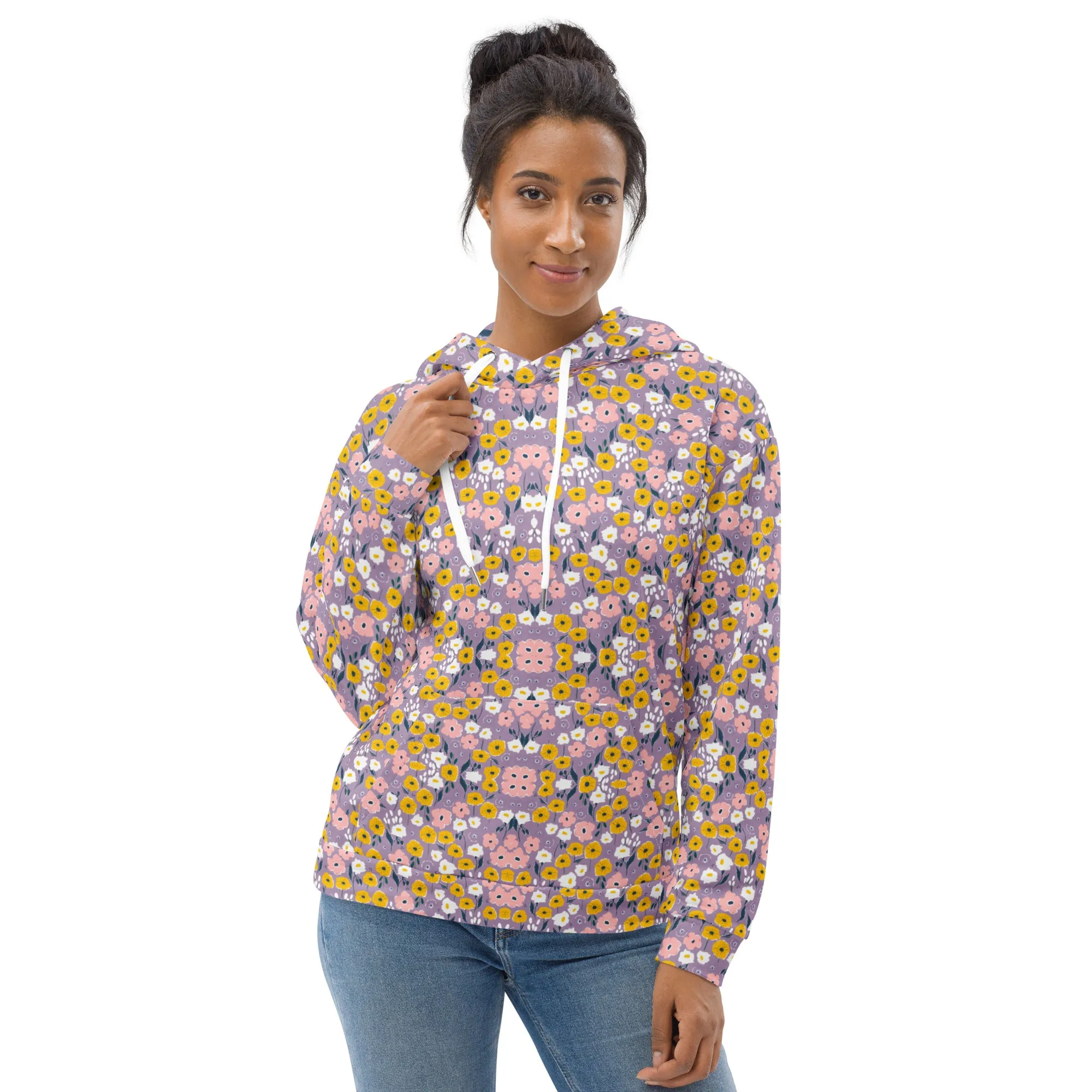 Lilac 90s Floral Eco Hoodie