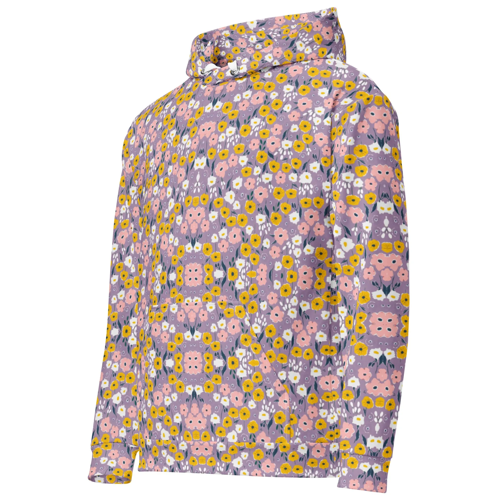 Lilac 90s Floral Eco Hoodie