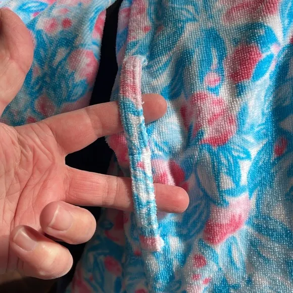 Lilly Pulitzer Terry Robe in Bondi Blue My Little Peony Pockets Belted One Size