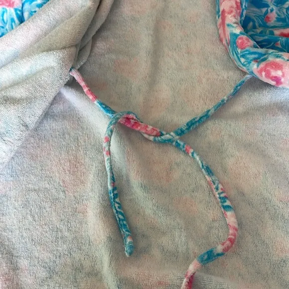Lilly Pulitzer Terry Robe in Bondi Blue My Little Peony Pockets Belted One Size