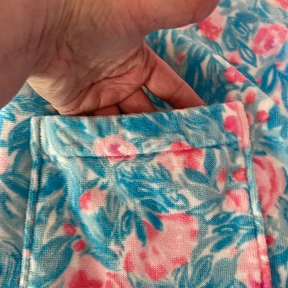 Lilly Pulitzer Terry Robe in Bondi Blue My Little Peony Pockets Belted One Size