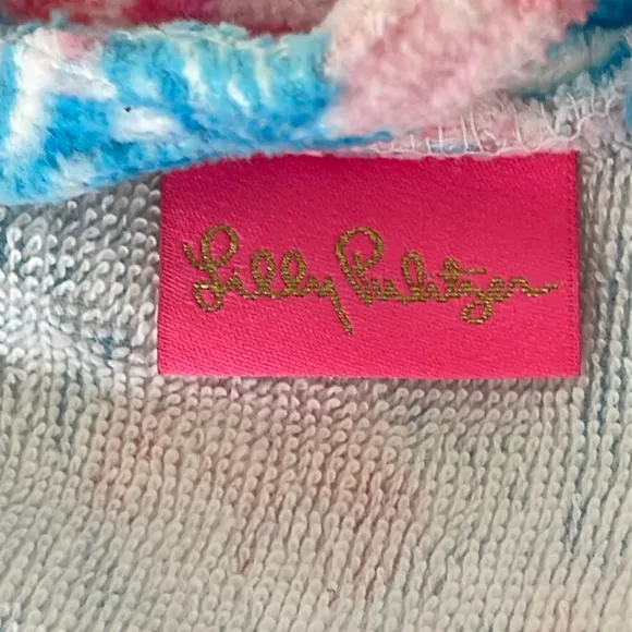 Lilly Pulitzer Terry Robe in Bondi Blue My Little Peony Pockets Belted One Size