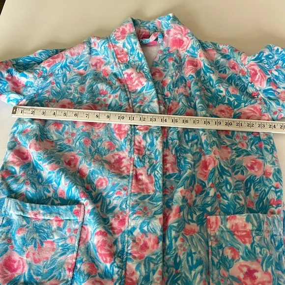 Lilly Pulitzer Terry Robe in Bondi Blue My Little Peony Pockets Belted One Size