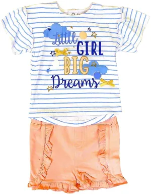Little Girl Big Dreams Top and Frilly Shorts Set