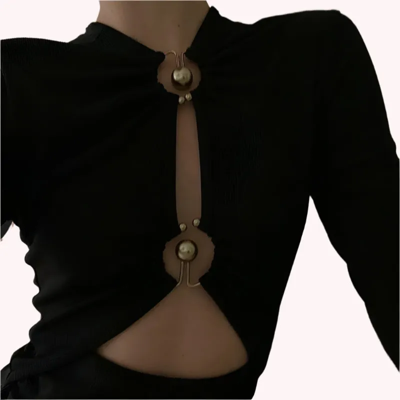 Long Sleeve Hollow-Out Bodysuit