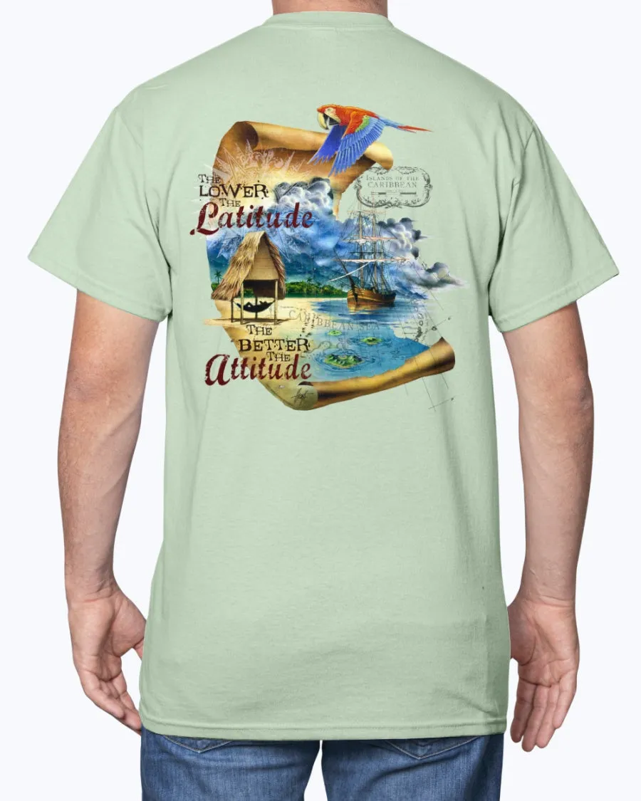 Lower the Latitude Better the Attitude Cotton T-shirt w/Logo