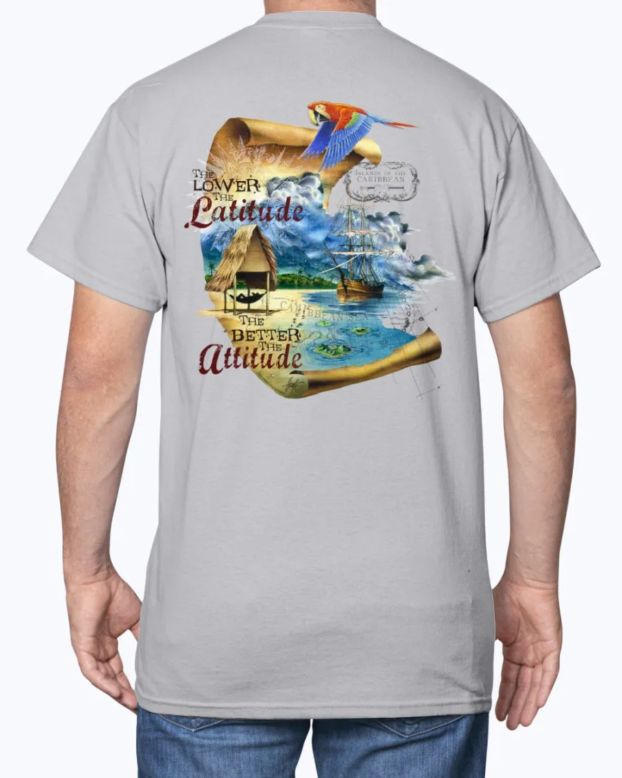 Lower the Latitude Better the Attitude Cotton T-shirt w/Logo