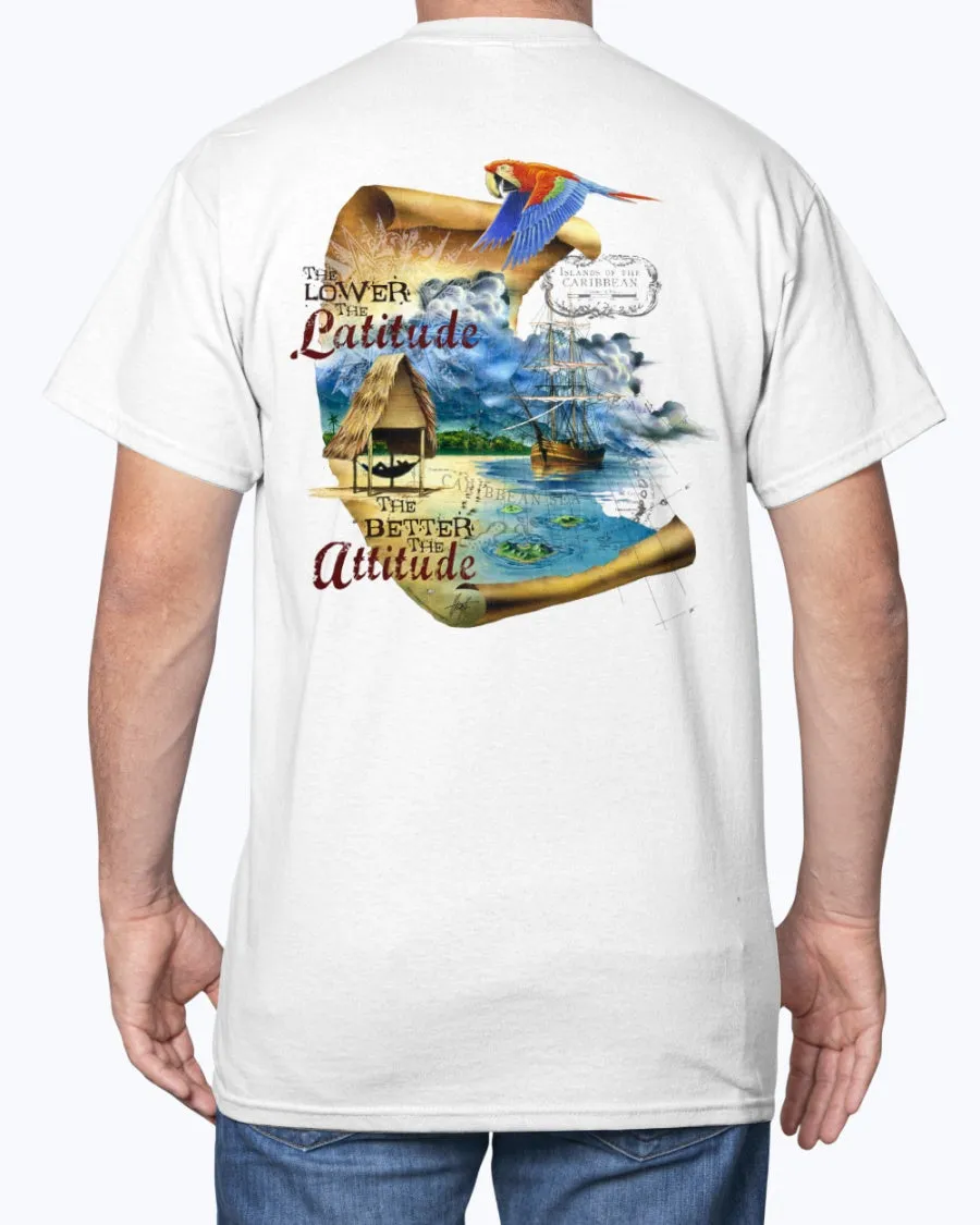 Lower the Latitude Better the Attitude Cotton T-shirt w/Logo